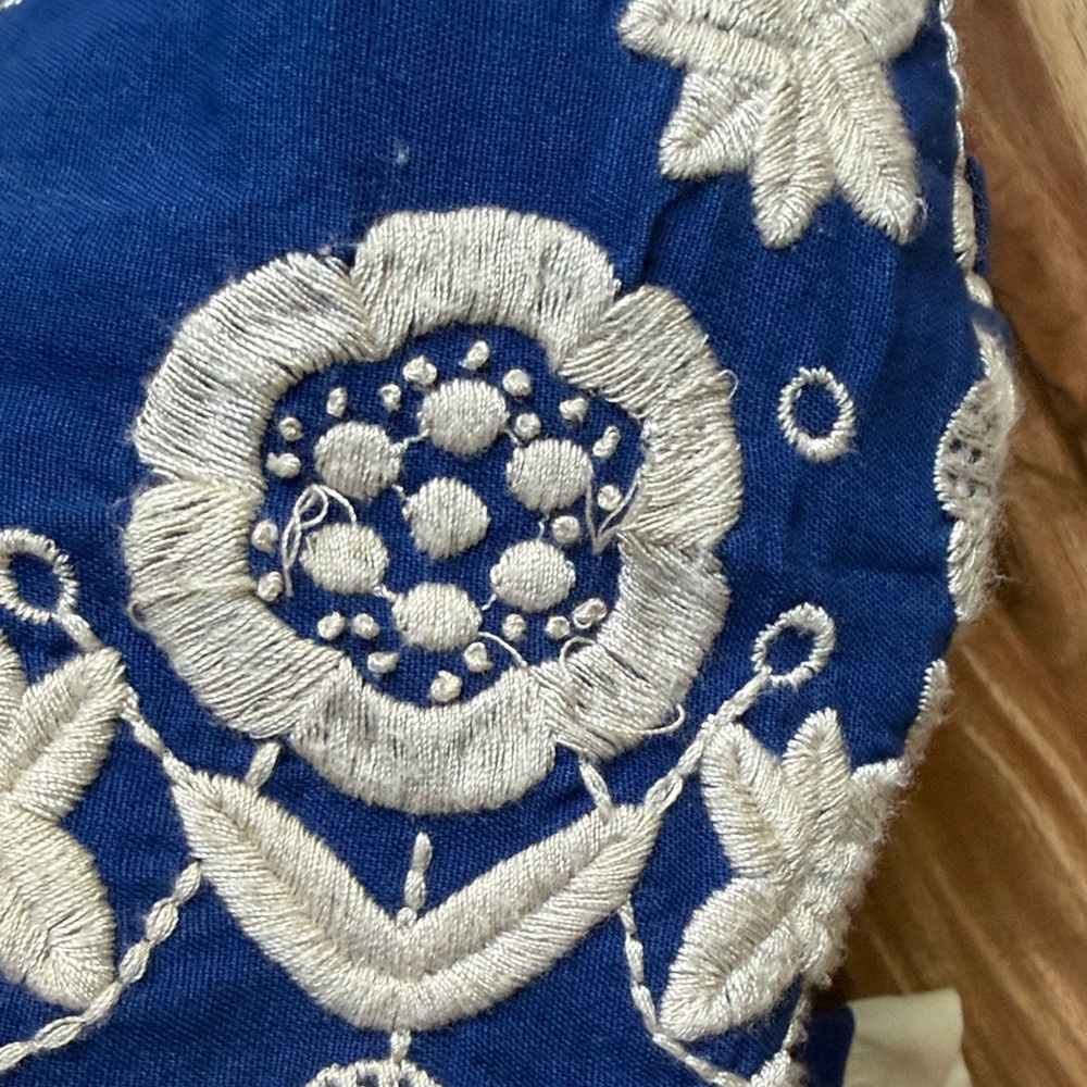 Sea NY Embroidered Indigo Blue Manuela Tunic Mini Dress M - Picture 9 of 13